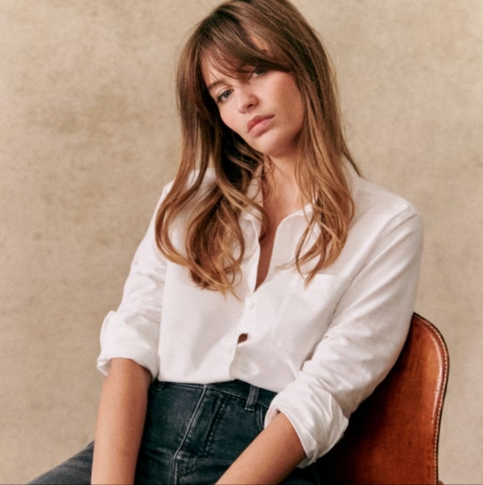 Sézane Tomboy Shirt in White Size 36